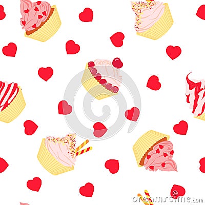 Cakes seamless pattern on white background Vector Illustration