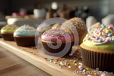 Cakes sprinkles food table. Generate Ai Stock Photo