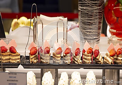 Cakes with a straberry on top Stock Photo