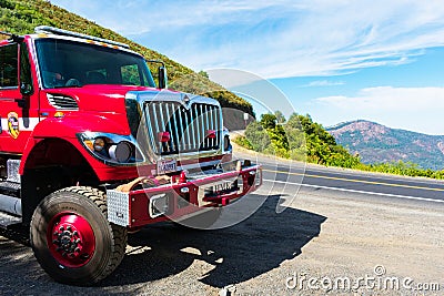 CAL FIRE engine truck of California Department of Forestry and Fire Protection Editorial Stock Photo