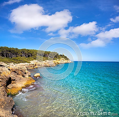 Cala de roca Plana beach in Tarragona Stock Photo