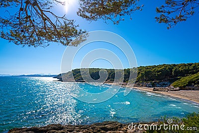 Cala de roca Plana beach in Tarragona Stock Photo
