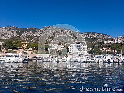 Cala Gonone and many rental boats Editorial Stock Photo