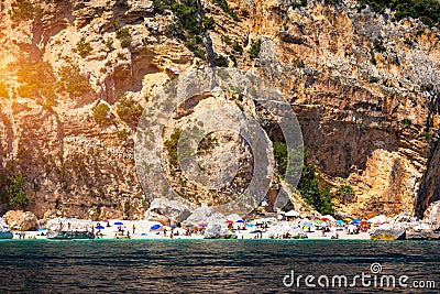 Cala Mariolu beach in Sardinia. Cala Mariolu famous beach. Italy Sardinia Nuoro province National Park of the Bay of Orosei and Stock Photo