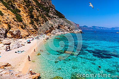 Cala Mariolu beach in Sardinia. Cala Mariolu famous beach. Italy Sardinia Nuoro province National Park of the Bay of Orosei and Stock Photo