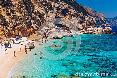 Cala Mariolu beach in Sardinia. Cala Mariolu famous beach. Italy Sardinia Nuoro province National Park of the Bay of Orosei and Stock Photo