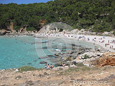 Cala with transparent waters in Menorca Editorial Stock Photo