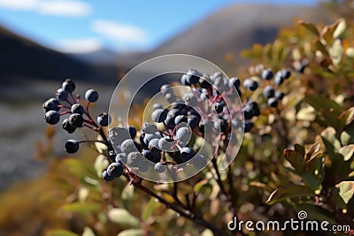 Calafate berries in the Argentinian Andes Stock Photo