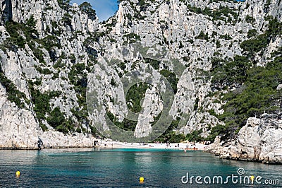 Calanque d`En-vau near Cassis, boat excursion to Calanques national park in Provence, France Editorial Stock Photo