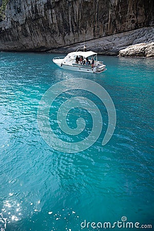 Calanque d`En-vau near Cassis, boat excursion to Calanques national park in Provence, France Editorial Stock Photo
