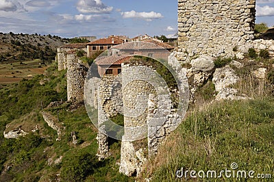 CalataÃ±azor castle and walls, Soria Province, Castilla y Stock Photo