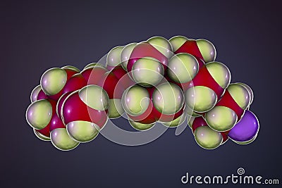 Calcidiol molecule, active form of vitamin D3 Cartoon Illustration