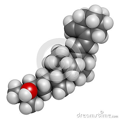 Calcifediol (calcidiol, 25-hydroxyvitamin D) molecule. Blood marker of vitamin D status. 3D rendering. Atoms are represented as Stock Photo