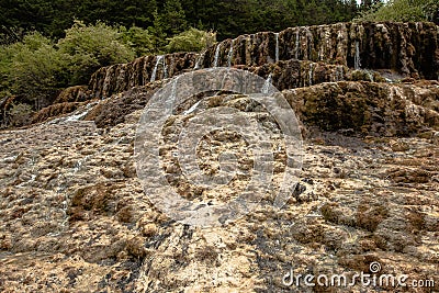 Calcification ponds at Huanglong, Sichuan, China Stock Photo