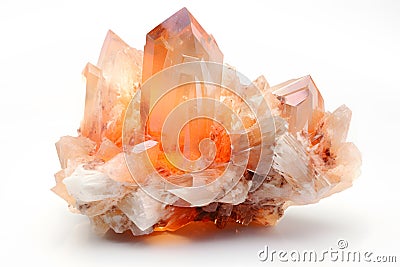 Calcite carbonate mineral crystal rock on white background Stock Photo