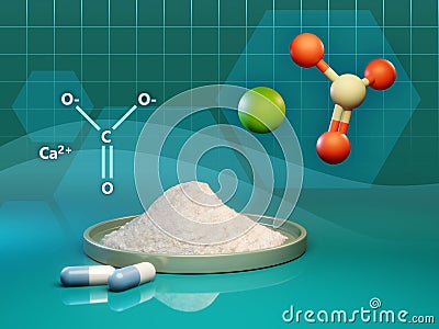 Calcium carbonate molecule Cartoon Illustration