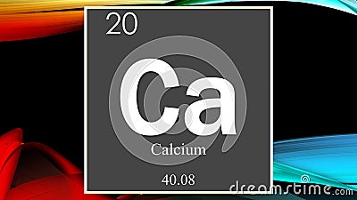 Calcium chemical element symbol on dark colored abstract background Stock Photo