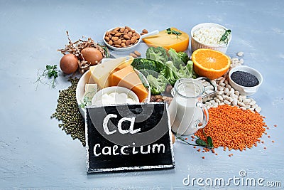 Calcium Rich Foods for Healthy diet eating Stock Photo