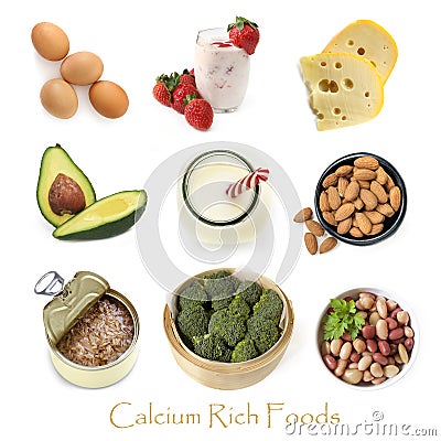 Calcium Rich Foods Isolated on White Stock Photo