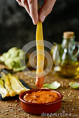 Calcots, sweet onions typical of Catalonia, Spain Stock Photo