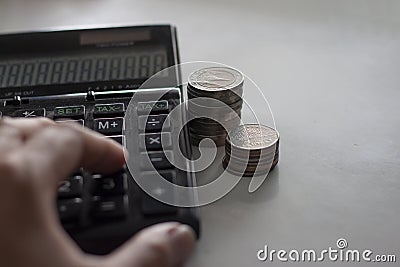 Calculate money expenditure. Stock Photo