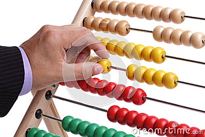 Calculating with an abacus Stock Photo