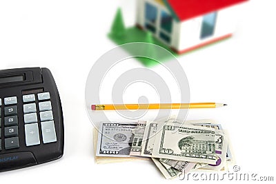 Calculating a saving money for a house. Mortgage concept. Stock Photo