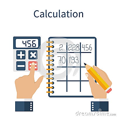 Calculation concept. Businessman. Vector Illustration