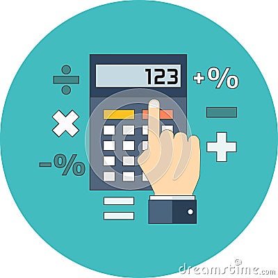 Calculation, mathematics, accountant concept. Flat design. Vector Illustration