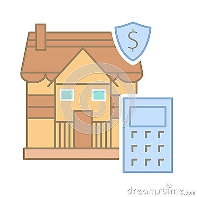 Calculation of the property value icon. Simple line, outline vector elements of color real estate market icons for ui and ux, Stock Photo