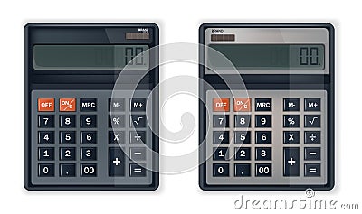 Calculator or adding machine Vector realistic isolated on whites Vector Illustration