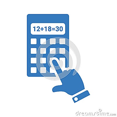 Calculator, calculation, mathematics icon. Blue color design Vector Illustration