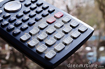 Calculator. Calculator buttons. The numbers on the buttons of the calculator. The device for counting. Maths. Stock Photo