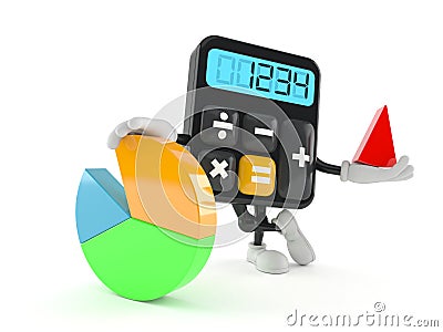 Calculator character with pie chart Cartoon Illustration