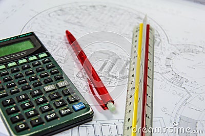 Calculator for costing estimate Stock Photo