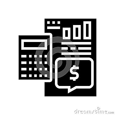 calculator counting investment report glyph icon vector isolated illustration Cartoon Illustration