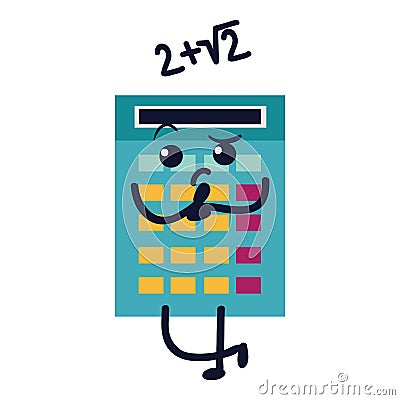 Calculator flat icon, Sad numerator with math example and colorful buttons vector illustration Vector Illustration