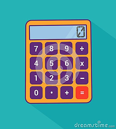 Calculator flat with long shadow Vector Illustration