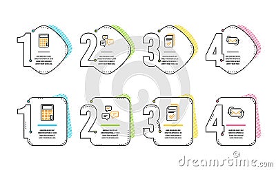 Calculator, Handout and Chat messages icons set. Refresh mail sign. Vector Vector Illustration