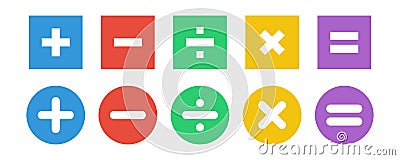 Calculator icon set. Mathematic symbols collection. Math color sign Vector Illustration