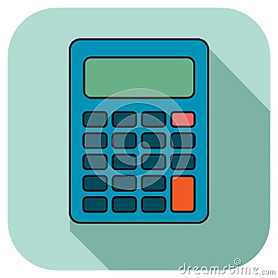 Calculator icon vector in flat style with black outline Vector Illustration