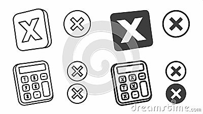 Calculator icons set, math tools, calculation symbols, finance, Vector Design, Generative AI Vector Illustration
