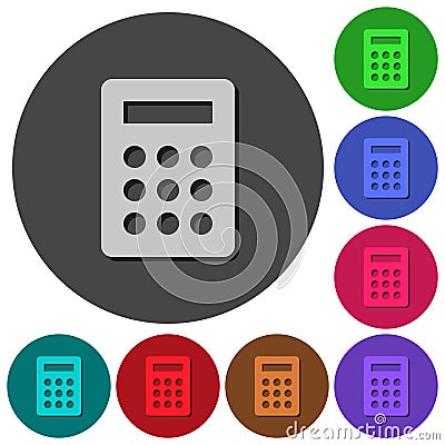 Calculator icons with shadows on round backgrounds Stock Photo