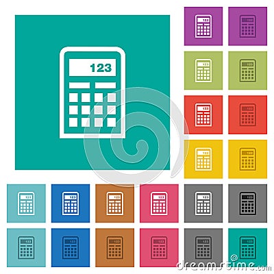 Calculator icons square flat multi colored icons Stock Photo