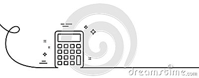 Calculator line icon. Accounting sign. Continuous line with curl. Vector Vector Illustration