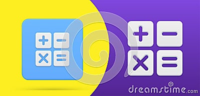 Calculator mathematic simple 3d icon button set vector illustration. Counting display keyboard Vector Illustration