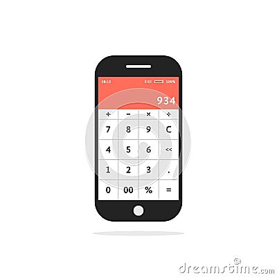 Calculator mobile app in smart phone Vector Illustration