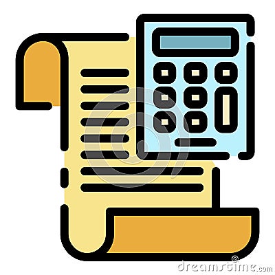 Calculator money invoice icon color outline vector Vector Illustration