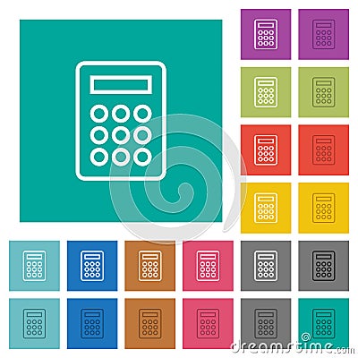 Calculator outline square flat multi colored icons Vector Illustration