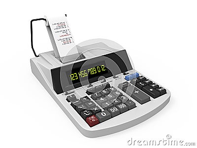 Calculator with Printed Receipt Stock Photo